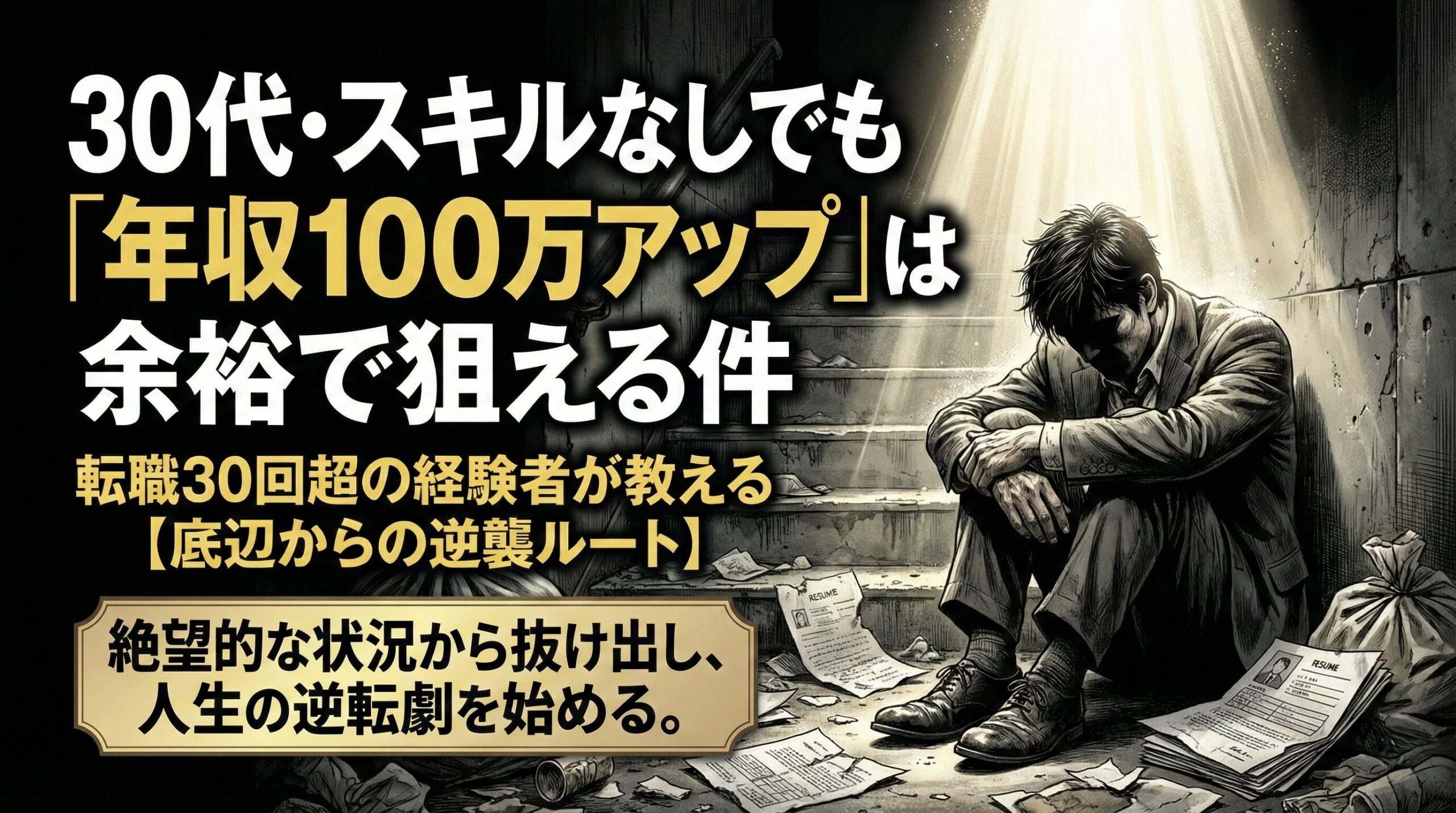 30代スキルなし・職歴ボロボロでも「年収100万アップ」は余裕で狙える件【底辺からの逆襲ルート】